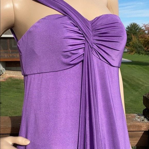 Adrianna Papell One Shoulder Ruched Lavender Dress - Picture 7 of 9
